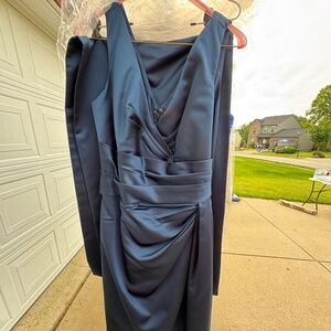 Navy blue dress with shaw